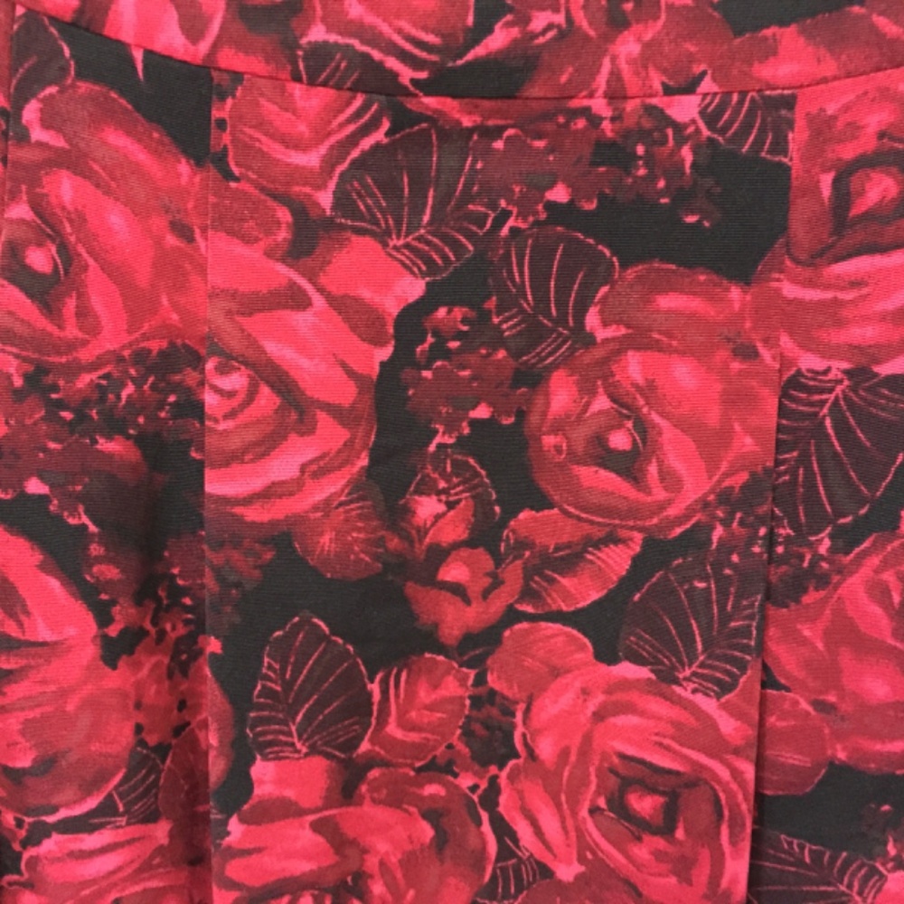 Talbots Red and Black Floral A-Line Skirt - Picture 6 of 16